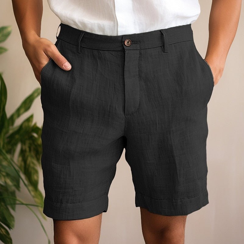 Men's Relaxed Fit Linen Shorts | Cuffed Hem Back