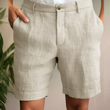 Men's Relaxed Fit Linen Shorts | Cuffed Hem
