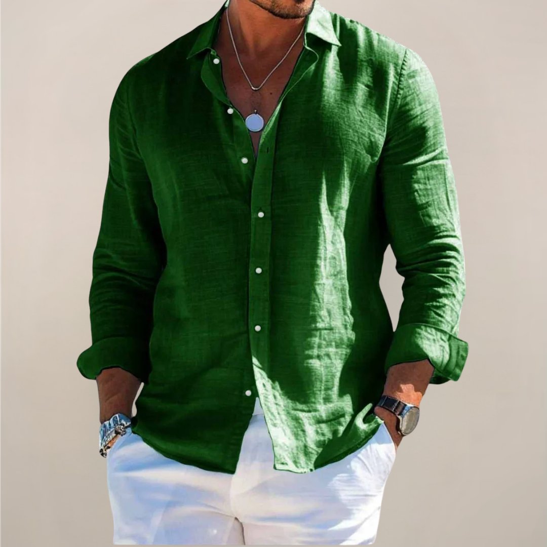 Men's Relaxed Linen Button Shirt Top Alternate