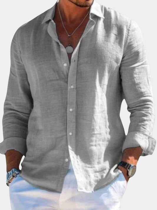 Men's Relaxed Linen Button Shirt Top Hero
