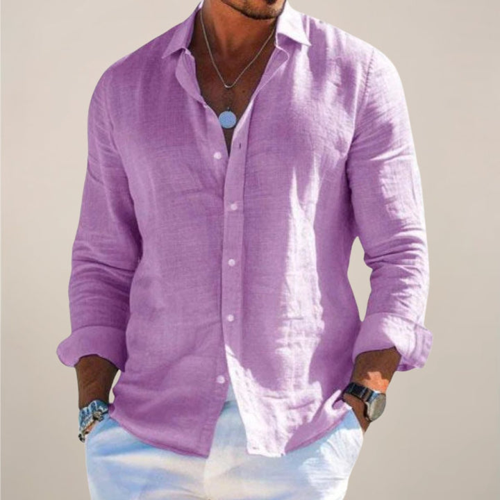 Men's Relaxed Linen Button Shirt Top Lifestyle