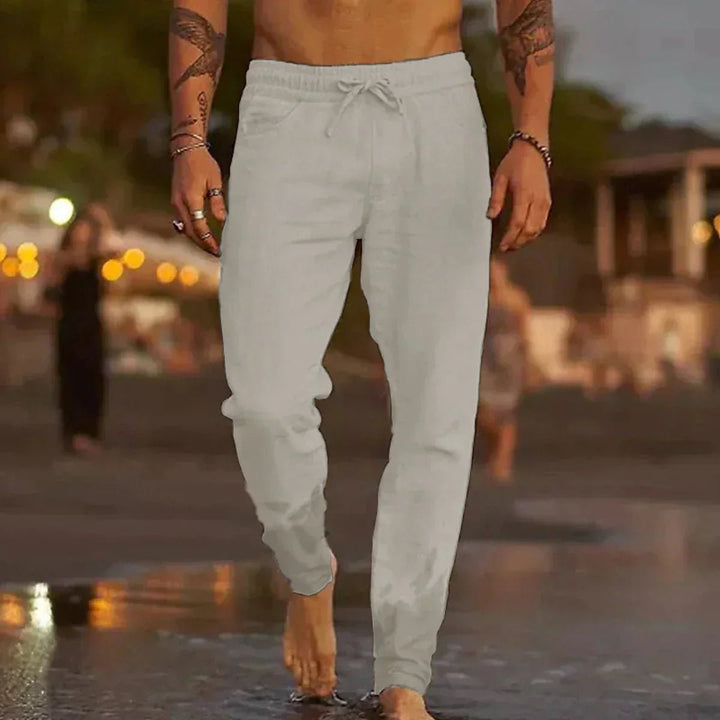 Men's Relaxed Linen Drawstring Pants Angle