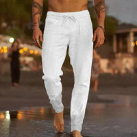 Men's Relaxed Linen Drawstring Pants Back