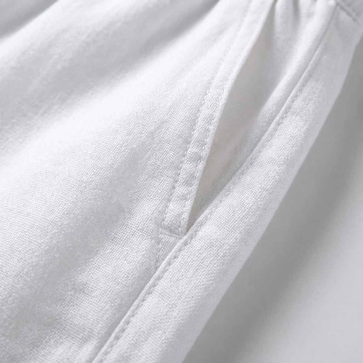 Men's Relaxed Linen Pants with Rope Drawstring Angle