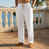Men's Relaxed Linen Pants with Rope Drawstring
