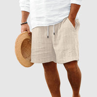 Men's Ribbed Cotton Striped Shorts | Drawstring Detail