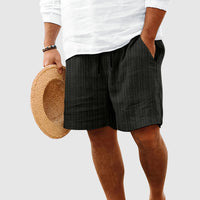 Men's Ribbed Cotton Striped Shorts | Drawstring Hero