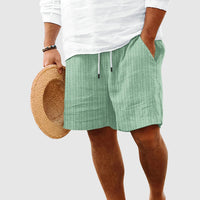 Men's Ribbed Cotton Striped Shorts | Drawstring Side