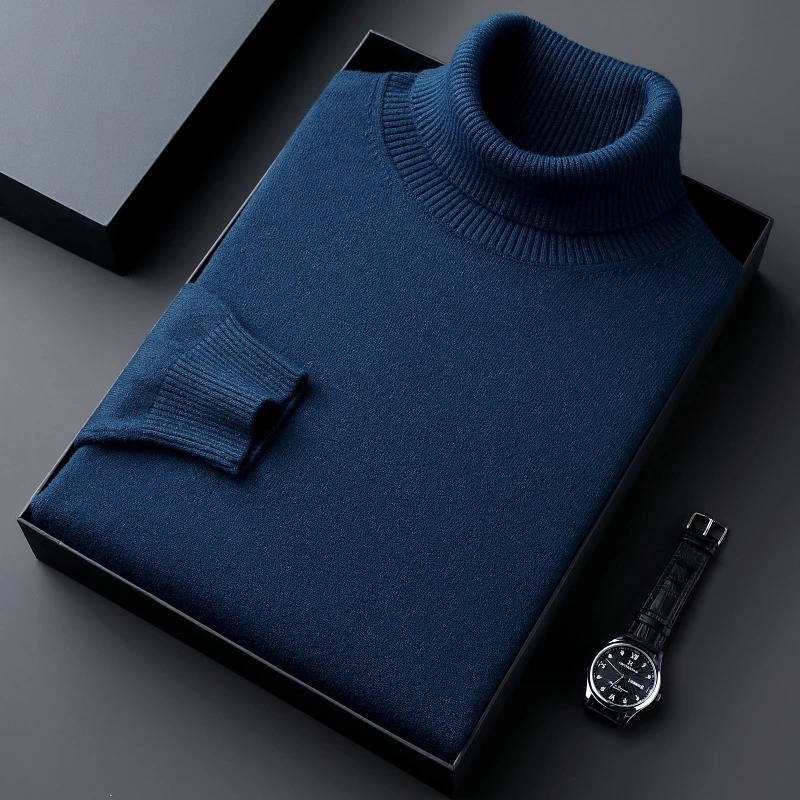 Men's Ribbed Turtleneck Sweater | Classic Knit Angle