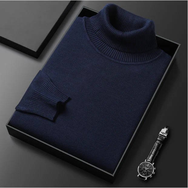 Men's Ribbed Turtleneck Sweater | Classic Knit Back