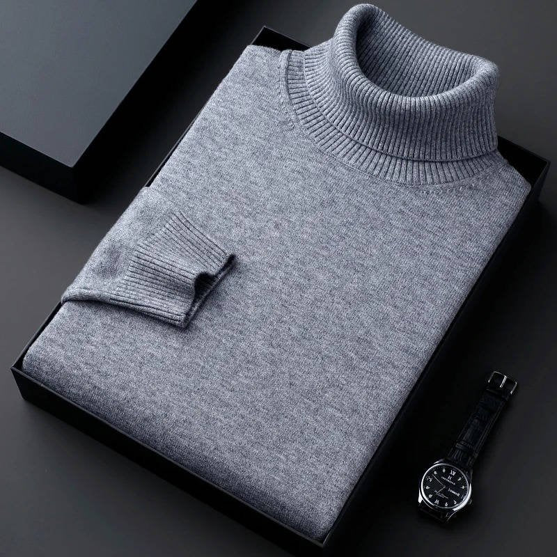 Men's Ribbed Turtleneck Sweater | Classic Knit Close Up