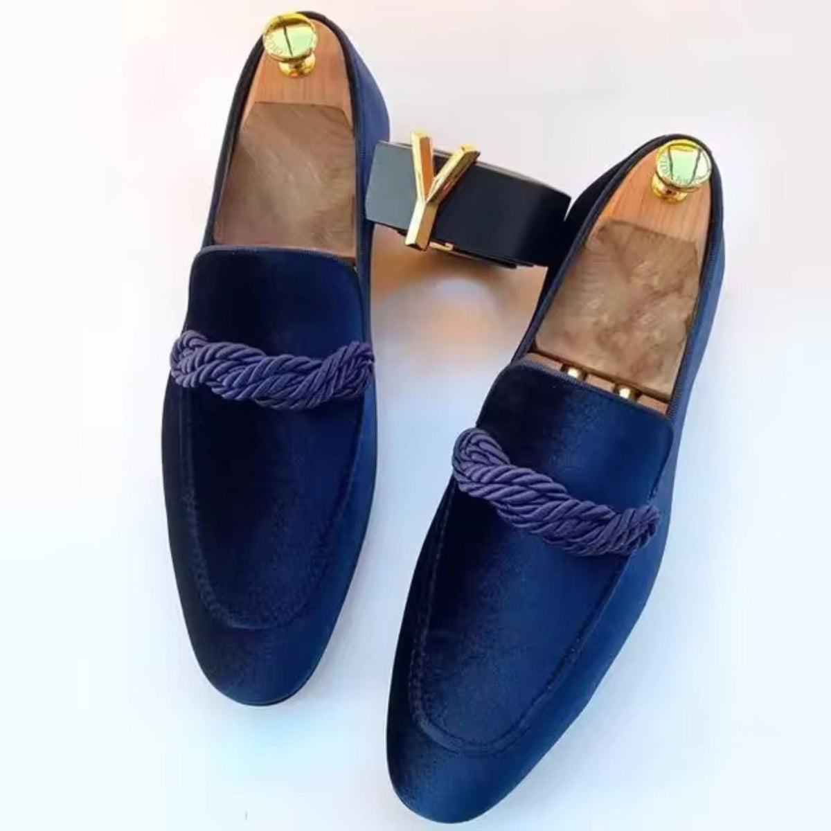 Men's Rope Strap Velour Loafers | L'Élégance Detail