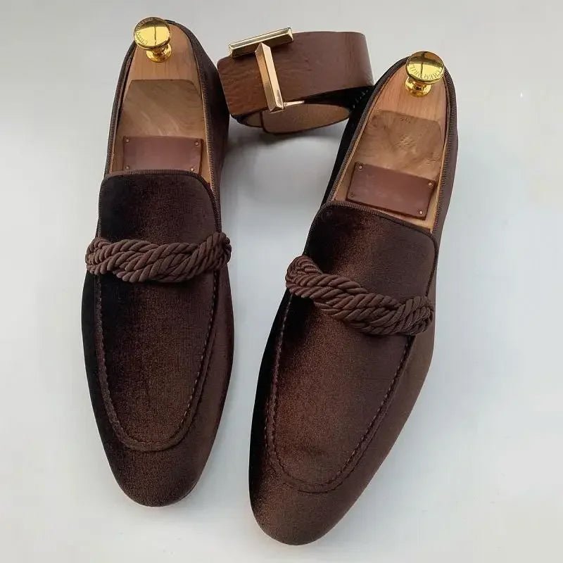 Men's Rope Strap Velour Loafers | L'Élégance Hero