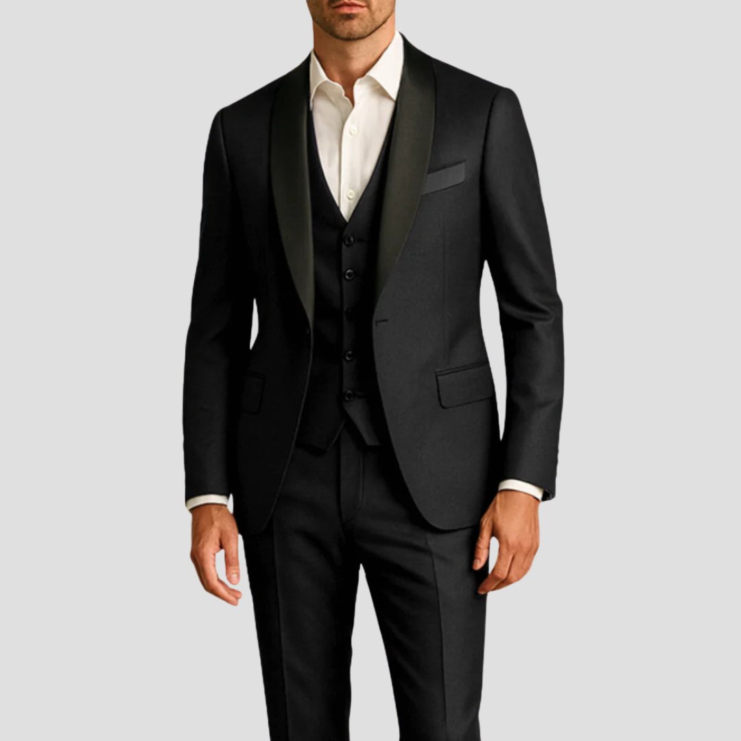 Men's Shawl Lapel Tuxedo Slim Fit | Three-Piece Weddings Formal Events Back