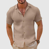 Men's Short Sleeve Collar Linen Shirt