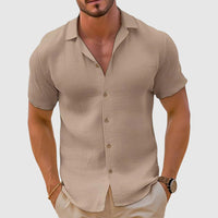 Men's Short Sleeve Collar Linen Shirt Hero