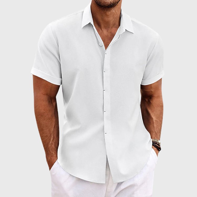 Men's Short Sleeve Linen Blend Casual Shirt | Tapered Fit Hero