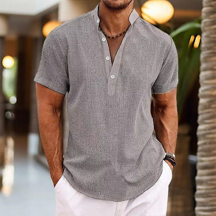 Men's Short Sleeve Linen Henley Shirt | Casual Hero
