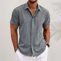Men's Short Sleeve Linen Shirt | Relaxed Summer Fit Detail