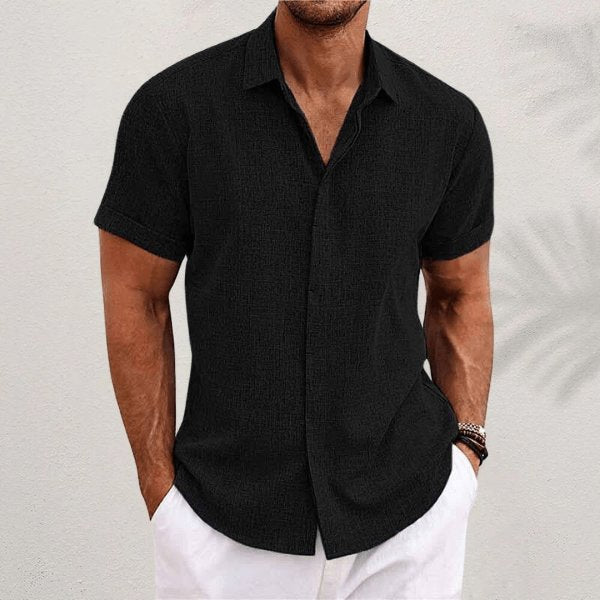 Men's Short Sleeve Linen Shirt | Relaxed Summer Fit Side