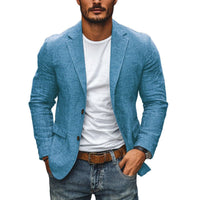 Men's Single-Breasted Cotton Linen Blazer | Slim Fit Detail