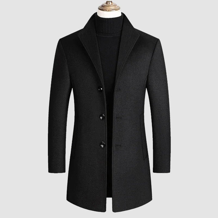 Men's Single-Breasted Heritage Wool Coat | Classic Fit Detail
