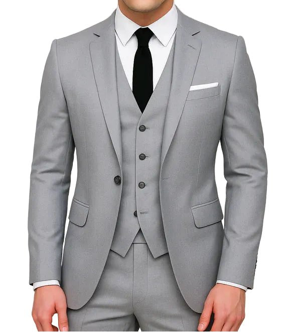 Men's Single Breasted Slim Fit Formal Suit | 3-Piece Vest Set Detail