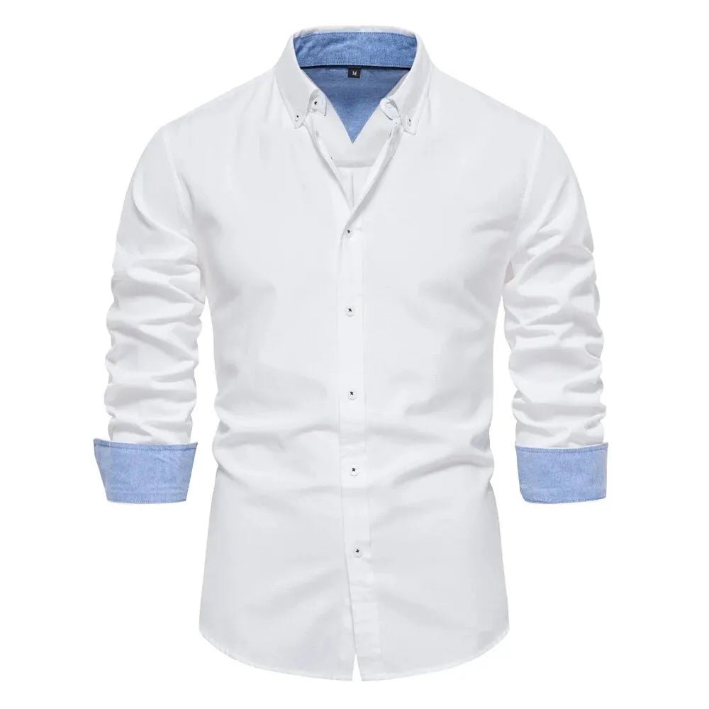 Men's Sleek Slim-Fit Shirt | Double Collar Comfort Close Up