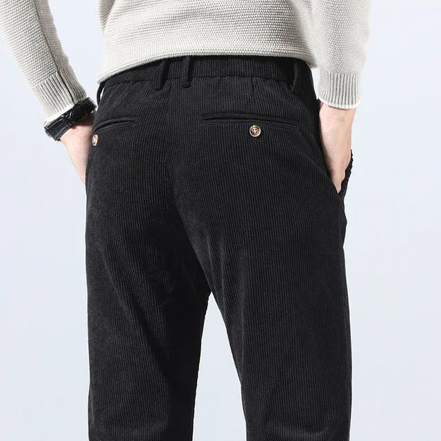 Men's Slim Fit Corduroy Pants | Cotton Dress Trouser Angle