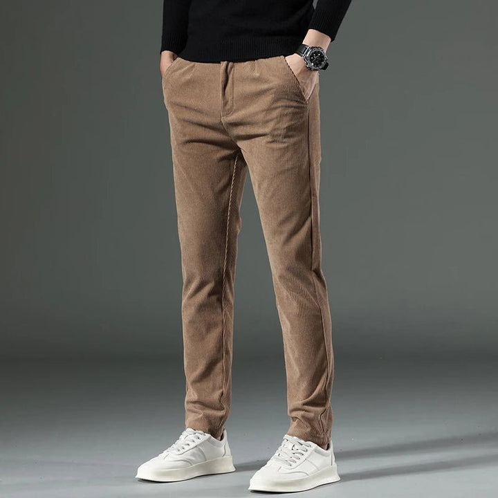 Men's Slim Fit Corduroy Pants | Cotton Dress Trouser Back