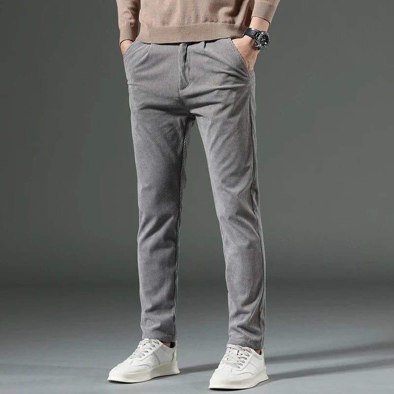 Men's Slim Fit Corduroy Pants | Cotton Dress Trouser Detail