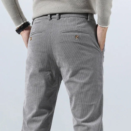 Men's Slim Fit Corduroy Pants | Cotton Dress Trouser Front