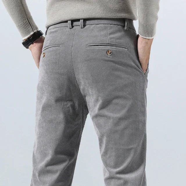 Men's Slim Fit Corduroy Pants | Cotton Dress Trouser Front