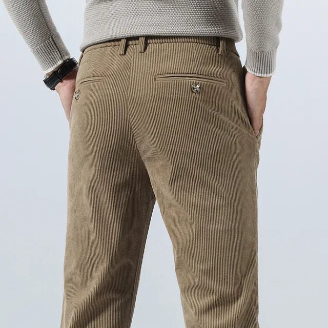 Men's Slim Fit Corduroy Pants | Cotton Dress Trouser Side