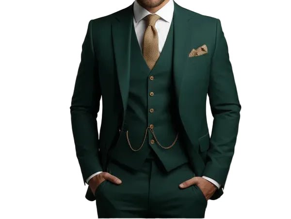Men's Slim Fit Formal Three-Piece Suit | Tailored Wedding Back