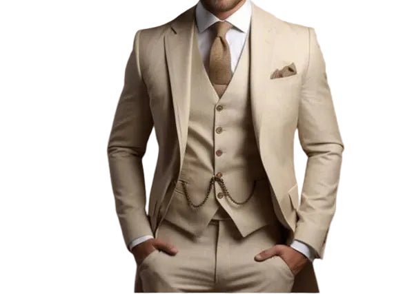 Men's Slim Fit Formal Three-Piece Suit | Tailored Wedding Front