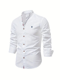 Men's Slim Fit Mandarin Collar Shirt | Smart Office Hero