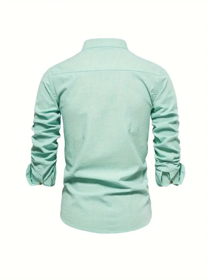 Men's Slim Fit Mandarin Collar Shirt | Smart Office Side