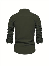 Men's Slim Fit Mandarin Collar Shirt | Smart Office View 16