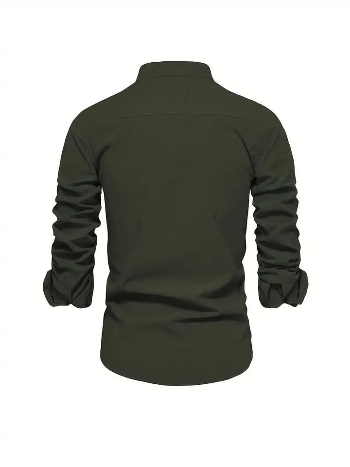 Men's Slim Fit Mandarin Collar Shirt | Smart Office View 16