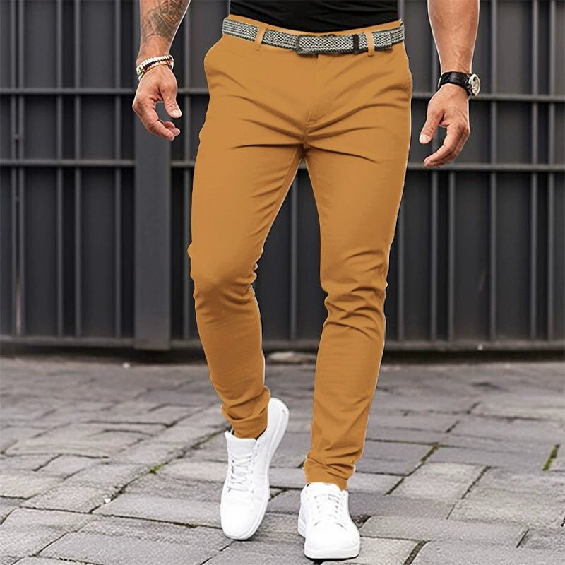 Men's Slim Tapered Chino Trousers | Stretch Jogger Style Close Up