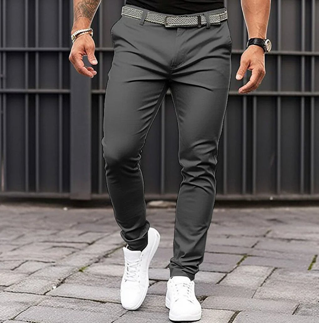 Men's Slim Tapered Chino Trousers | Stretch Jogger Style Hero