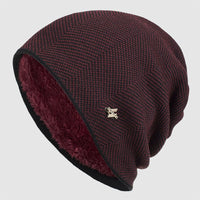 Men's Slouchy Textured Knit Beanie | Warm Lined Back