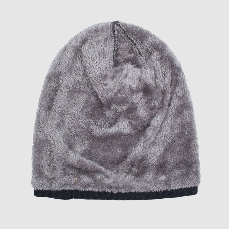 Men's Slouchy Textured Knit Beanie | Warm Lined Close Up