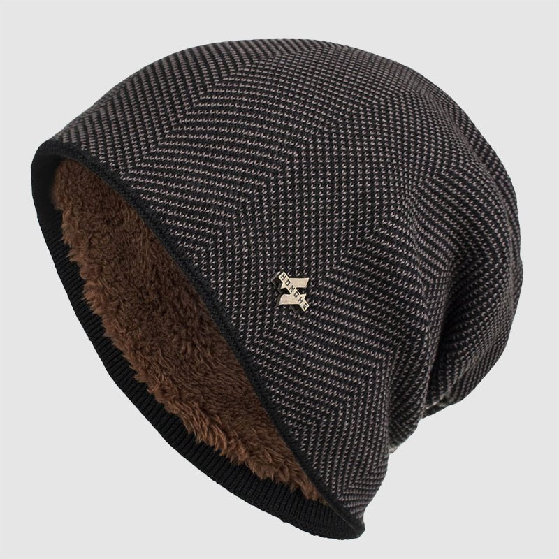 Men's Slouchy Textured Knit Beanie | Warm Lined Detail