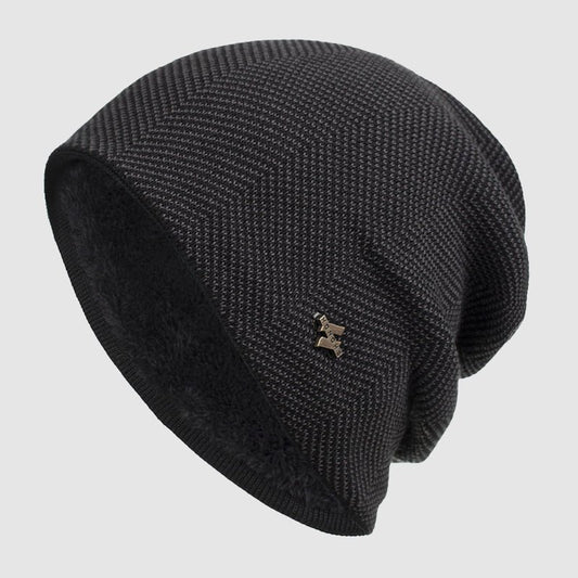 Men's Slouchy Textured Knit Beanie | Warm Lined Front