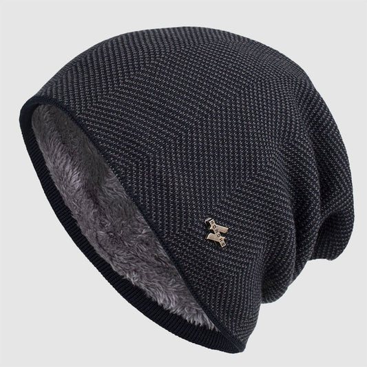 Men's Slouchy Textured Knit Beanie | Warm Lined Hero
