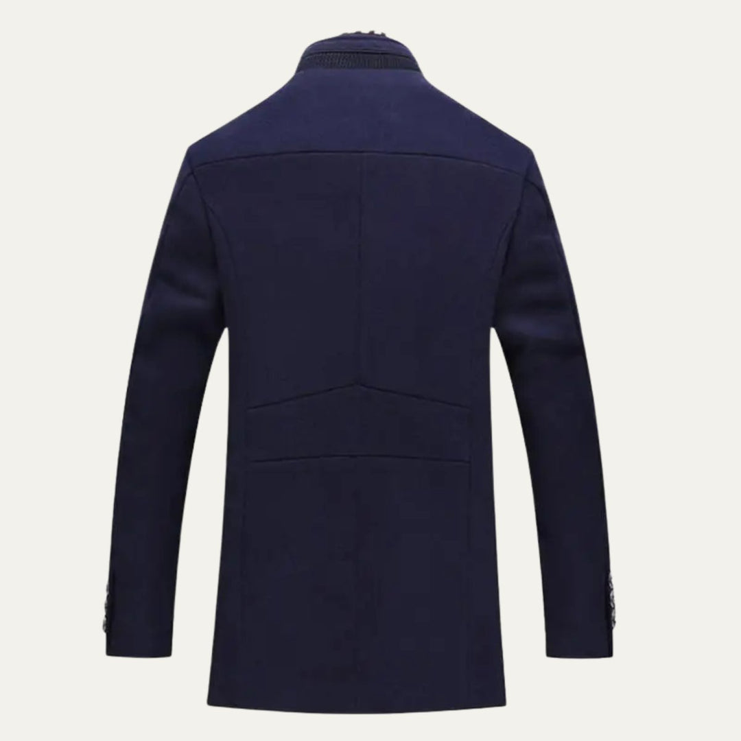 Men's Smart Casual Wool Trench Coat | Stand Collar Detachable Bib Back