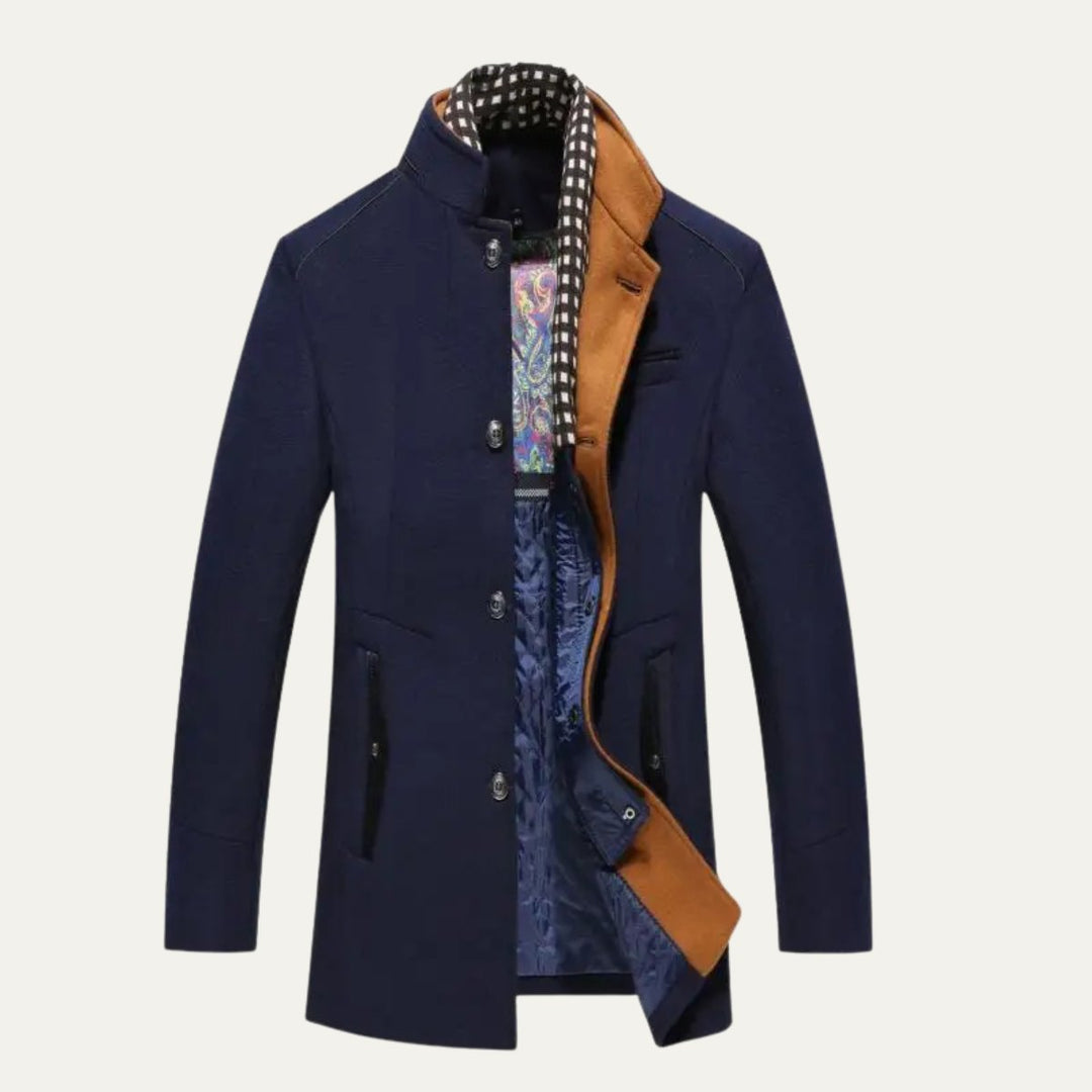 Men's Smart Casual Wool Trench Coat | Stand Collar Detachable Bib Hero