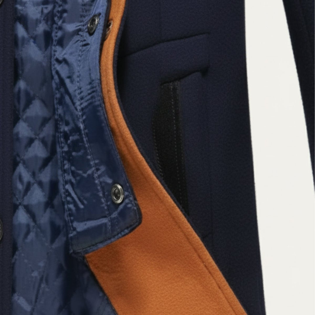 Men's Smart Casual Wool Trench Coat | Stand Collar Detachable Bib Side